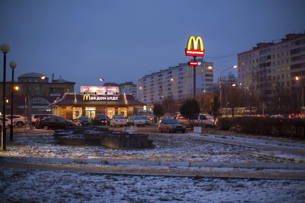A McDonald's at  Dmitrov, a Russian town north of Moscow, in 2014. AP/file