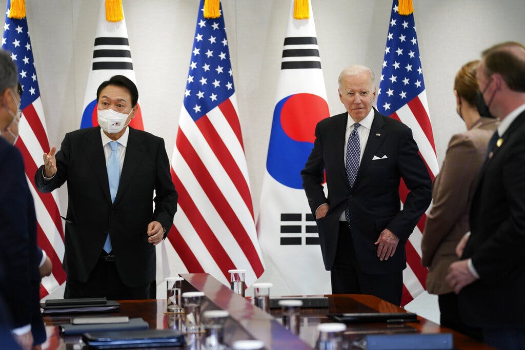 Presidents Yoon and Biden at the People's House May 21, 2022, in Seoul. AP/Evan Vucci