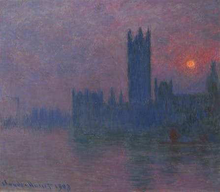 Claude Monet, ‘Le Parlement, soleil couchant,’ 1900-03. Via Christie’s