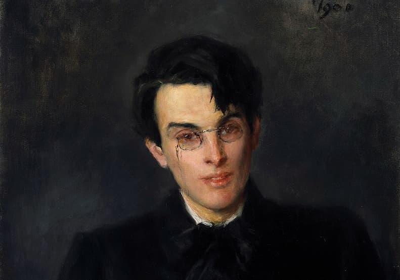 National Gallery of Ireland via Wikimedia Commons 'Portrait of William Butler Yeats,' by John Butler Yeats. Detail.