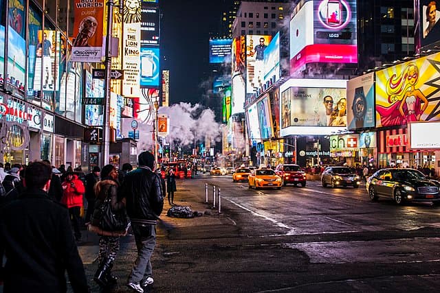 Nicolai Berntsen via Wikimedia Commons Times Square, soon to be designated a 'Gun Free Zone' under New York law.