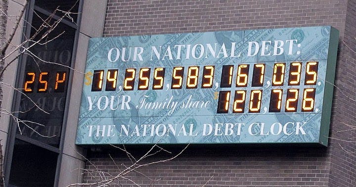 The National Debt Clock in 2011, when the debt was less than half today's total.