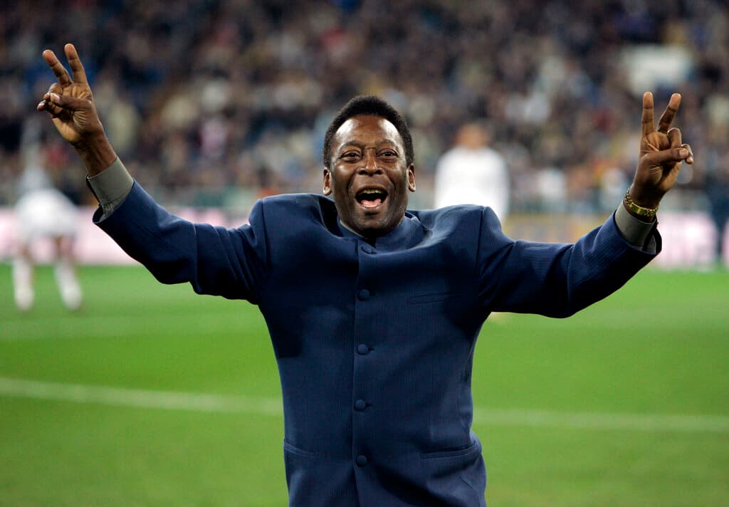 AP/Jasper Juinen, file Pele greets the crowd at the Santiago Bernabeu stadium, Madrid, January 16, 2005.