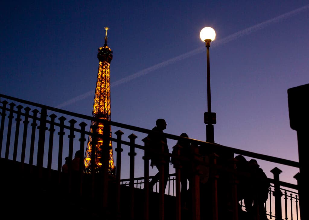 AP/Rafael Yaghobzadeh, file The Eiffel Tower on February 9, 2022.