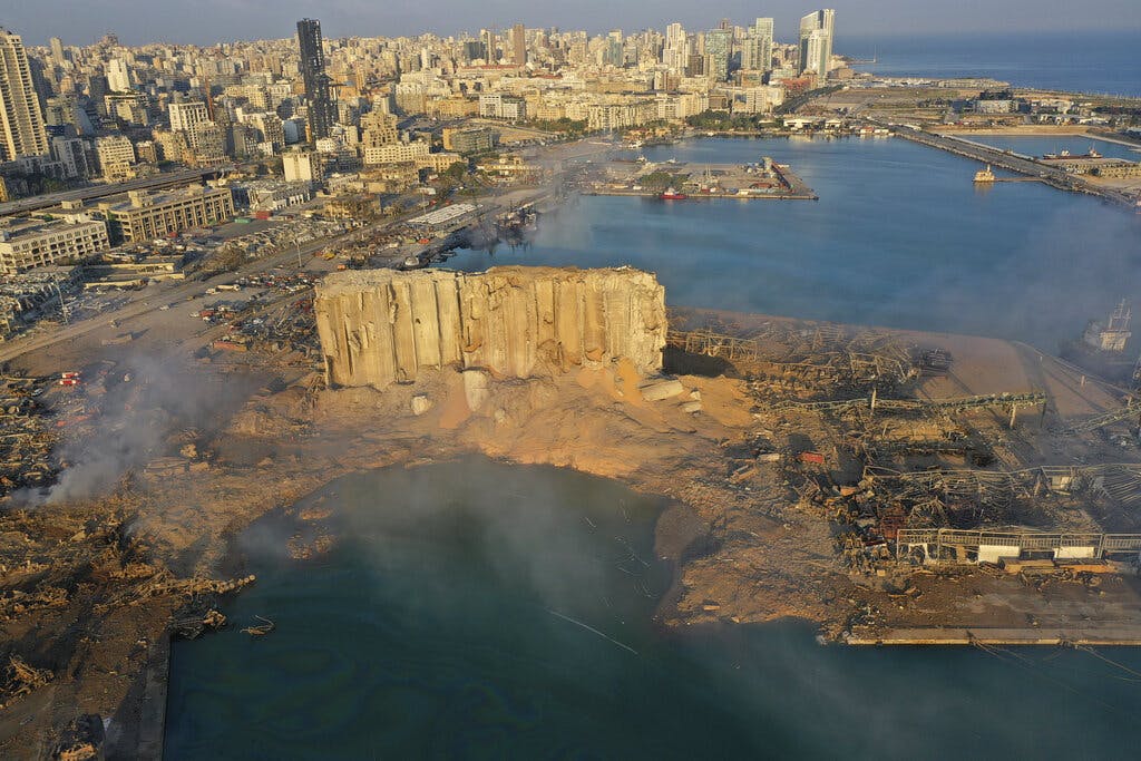 The scene of an explosion that hit the seaport of Beirut, on August 5, 2020. 