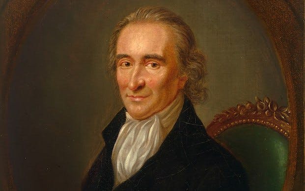 Detail of a portrait of Thomas Paine, circa 1792.