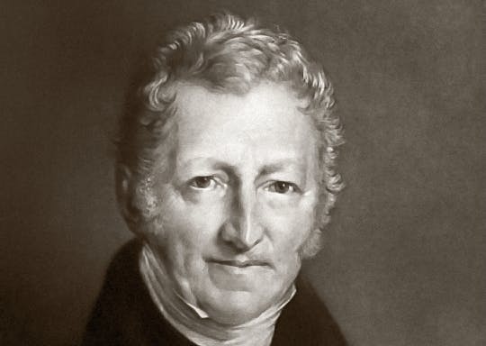 Thomas Malthus, author of the 1798 work 'An Essay on the Principle of Population.'