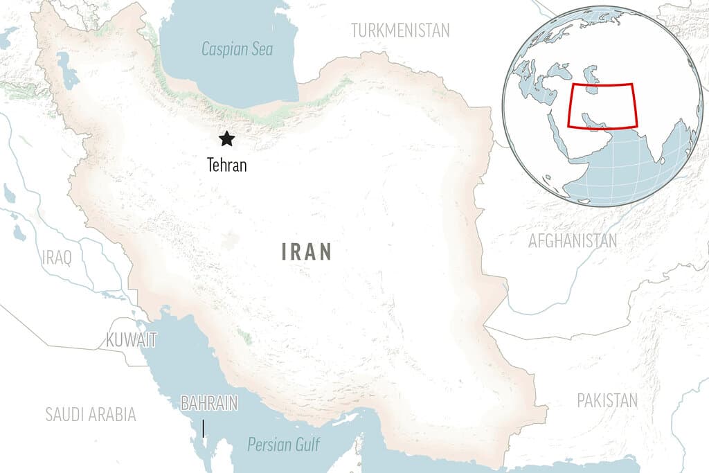 AP A locator map for Iran with its capital, Tehran.