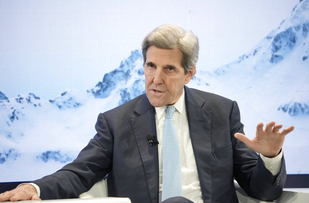 The United States special presidential envoy for climate, John Kerry,  at Davos, Switzerland, January 18, 2023.