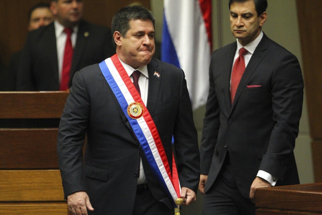 Presiden keluar Paraguay, Horacio Cartes, di Asuncion, Paraguay, 15 Agustus 2018. 
