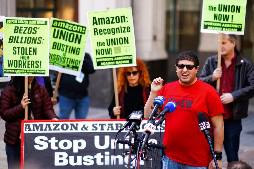 Amazon JFK8 distribution center union organizer Jason Anthony on April 1, 2022, at Brooklyn. 