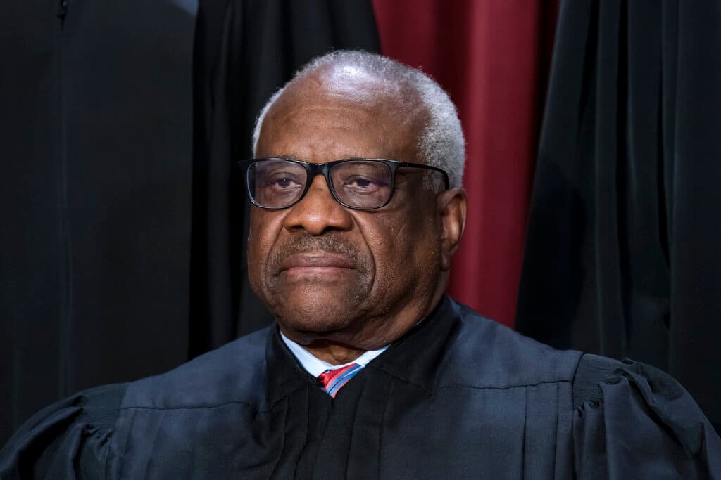 AP Photo/J. Scott Applewhite Justice Clarence Thomas at the Supreme Court, October 7, 2022.