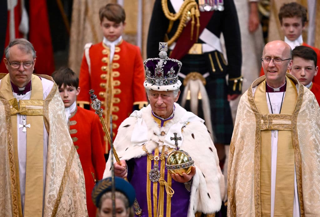 Gareth Cattermole/Getty Images King Charles III departs the Coronation service at Westminster Abbey on May 6, 2023.