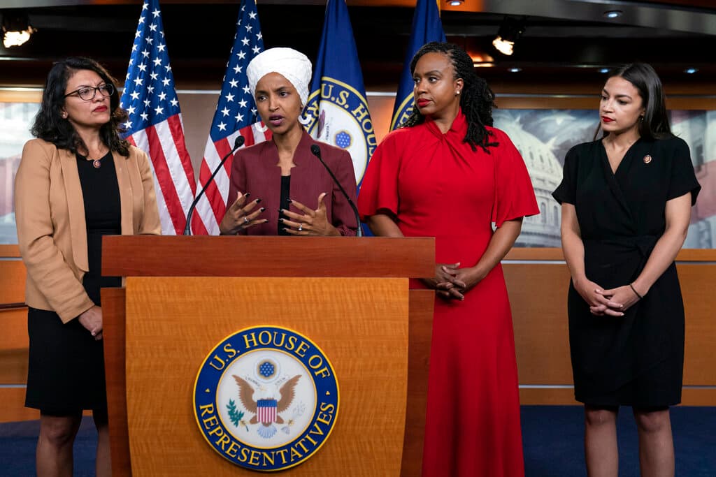 AP/J. Scott Applewhite Members of the so-called Squad of liberal Democrats in Congress — from left, Ilhan Omar, Rashida Tlaib, Ayanna Pressley, and Alexandria Ocasio-Cortez.