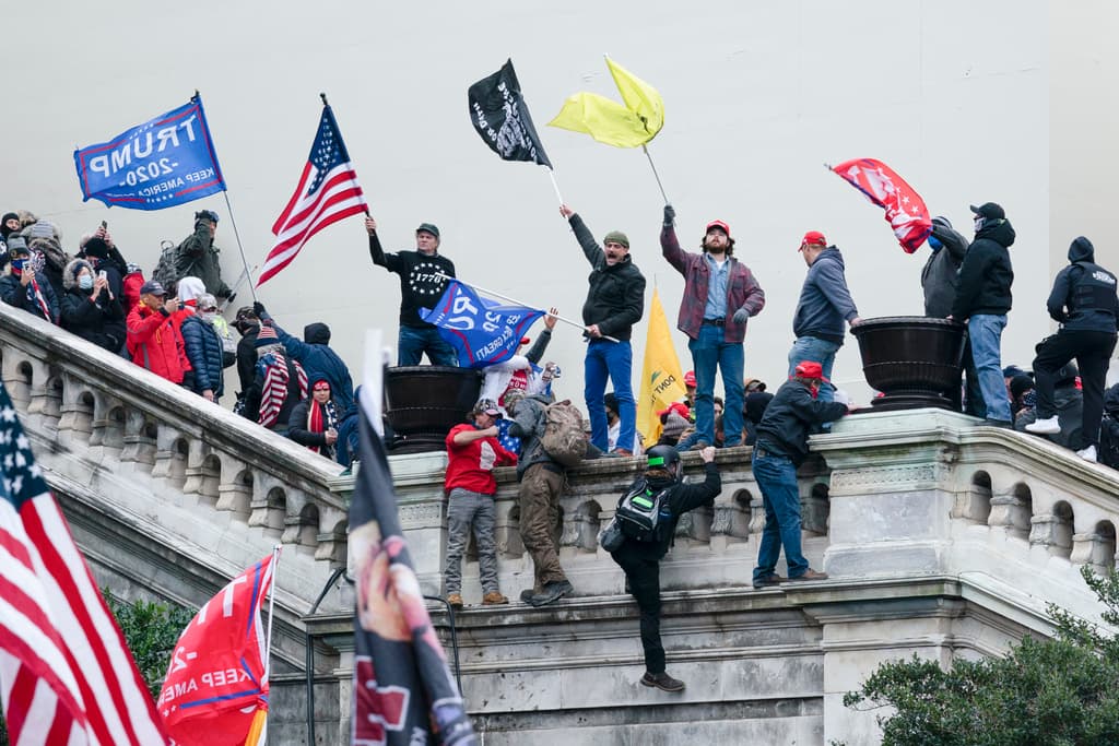 AP/Jose Luis Magana Rioters on the West Front of the Capitol on January 6, 2021.