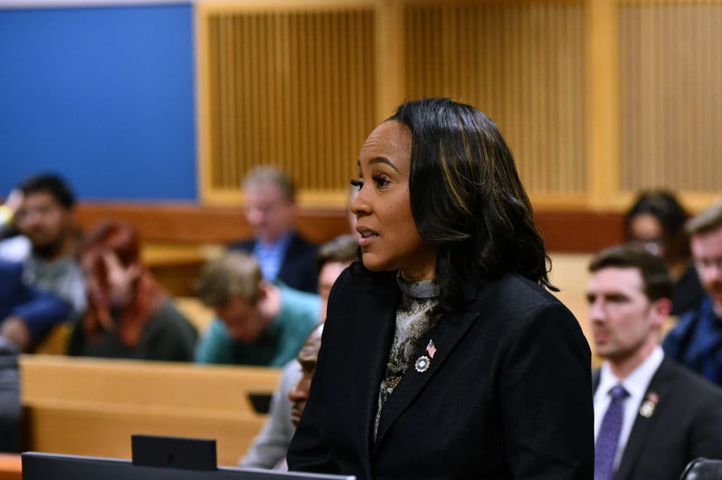 The Fulton County district attorney, Fani Willis, appears before Judge Scott McAfee for a hearing in the 2020 Georgia election interference case at the Fulton County Courthouse on November 21, 2023, at Atlanta. The Fulton County district attorney, Fani Willis, appears before Judge Scott McAfee for a hearing in the 2020 Georgia election interference case at the Fulton County Courthouse on November 21, 2023, at Atlanta.