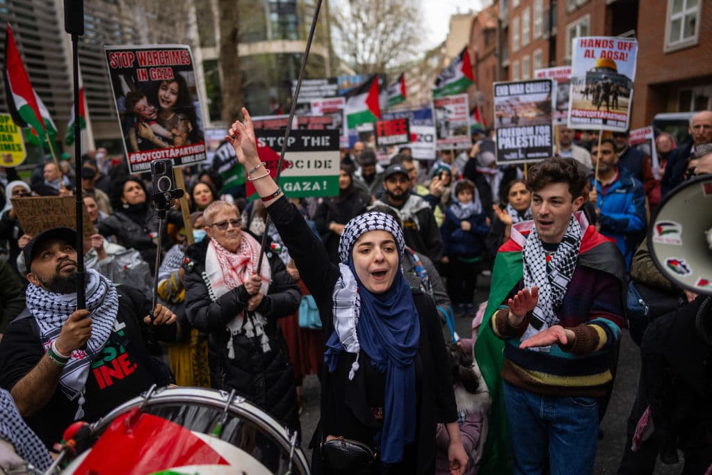 Carl Court/Getty Images A pro-Palestinian rally on April 5, 2024 at London.