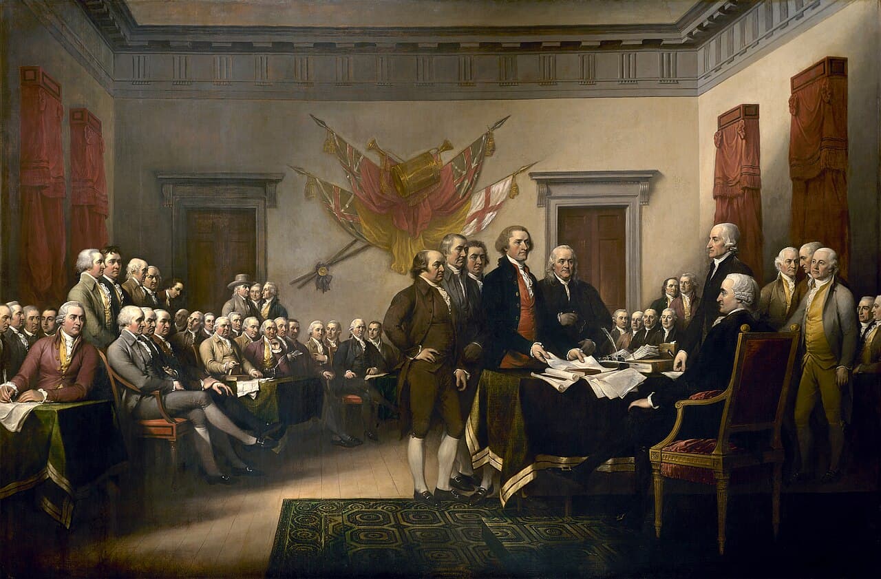 Via Wikimedia Commons John Trumbull, 'Declaration of Independence,' 1819.