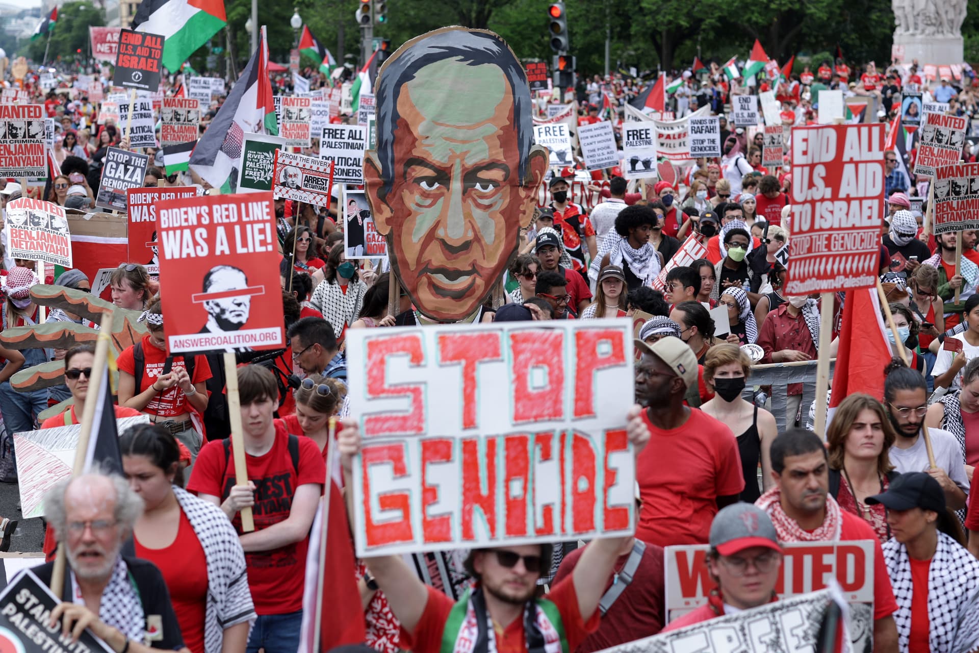 Alex Wong/Getty Images Activists participate in a pro-Palestinian protest near the Capitol on July 24, 2024 at Washington, D.C.