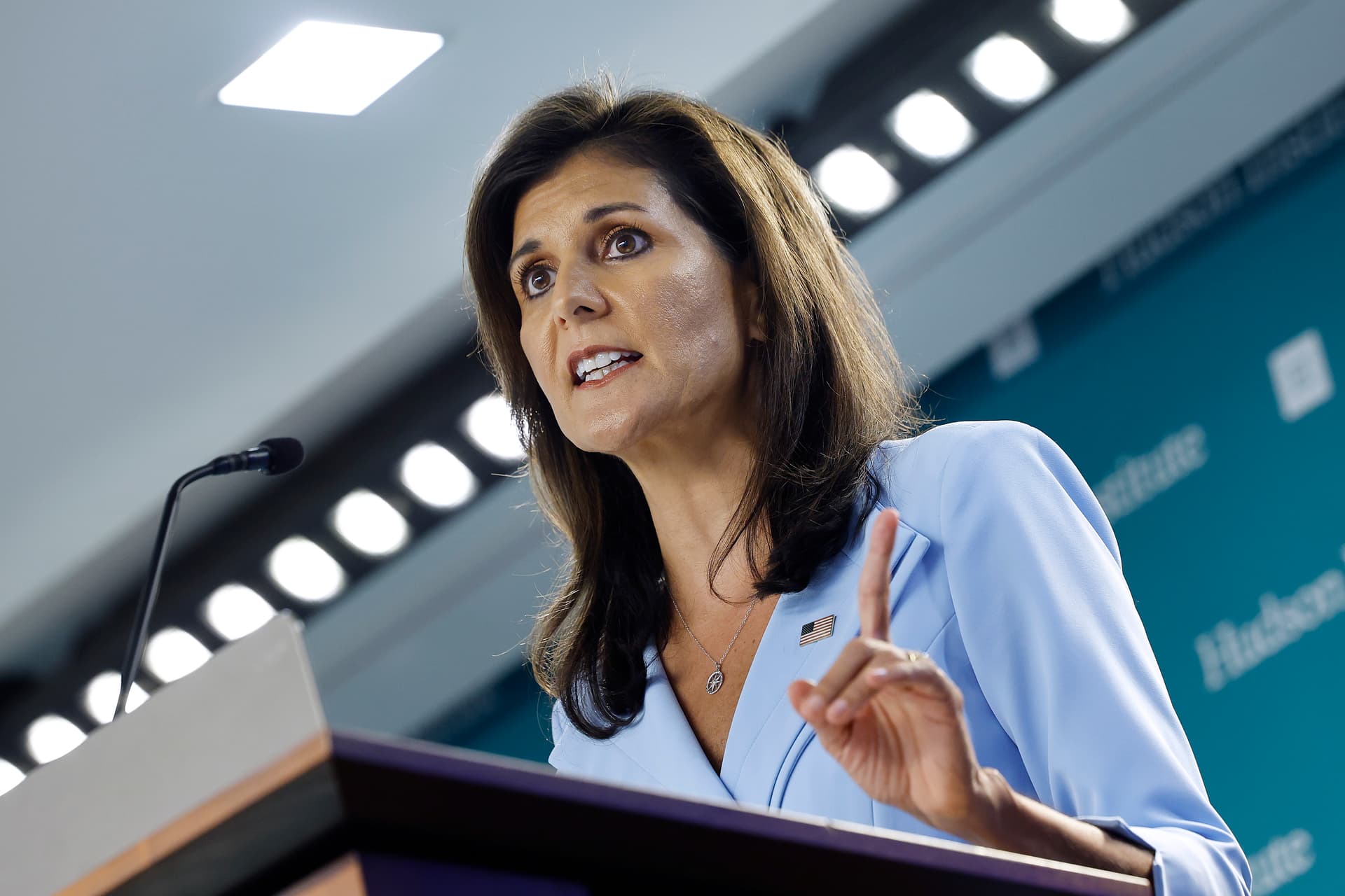 Chip Somodevilla/Getty Images) Governor Nikki Haley at the Hudson Institute on May 22, 2024 at Washington, D.C.