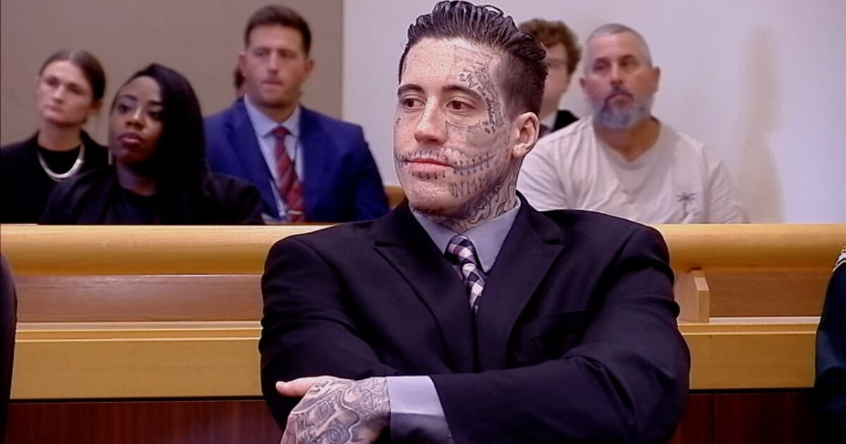 WFTX Convicted Florida double murderer Wade Wilson, shown in court in June sporting distinctive facial tattoos.