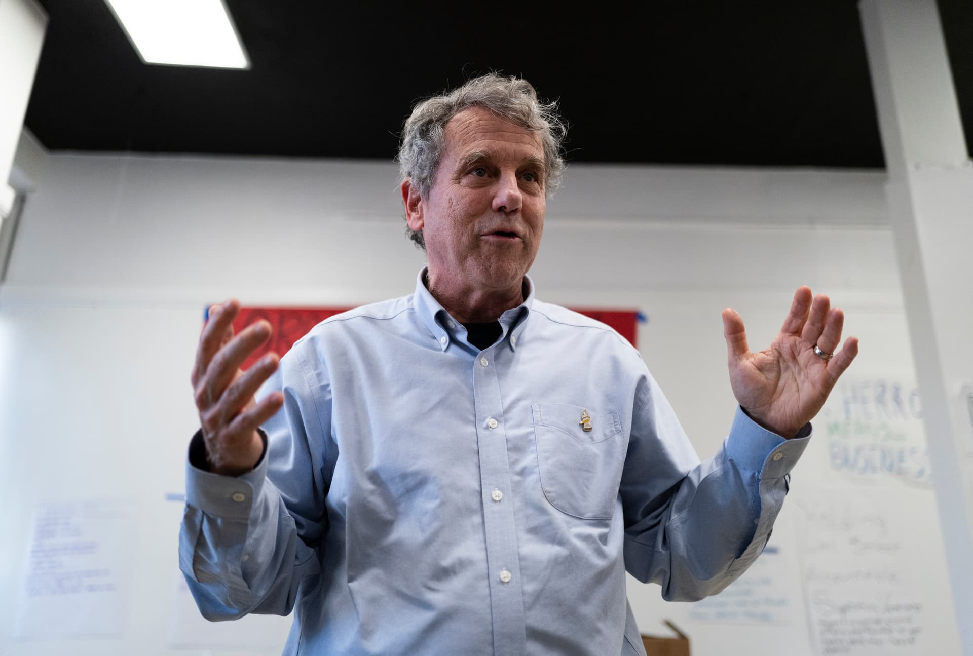 Stephen Maturen/Getty Images Senator Sherrod Brown on November 4, 2024 at Cleveland Heights, Ohio.
