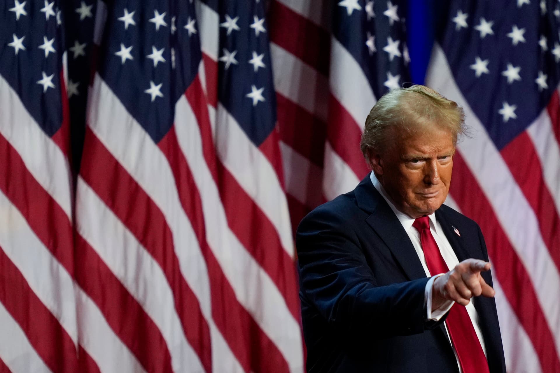 AP/Julia Demaree Nikhinson President Trump on November 6, 2024 at West Palm Beach, Florida.