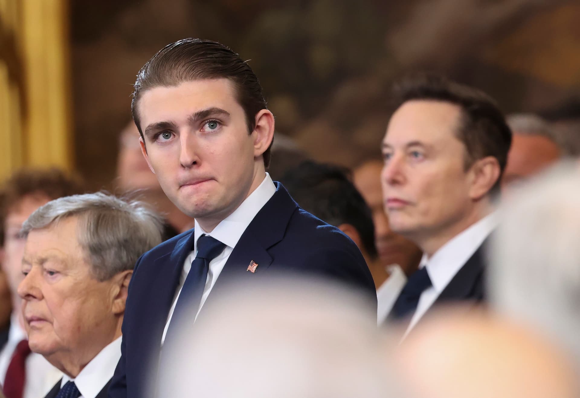 Kevin Lamarque/Getty Images Barron Trump attends the inauguration of President Trump in the Capitol Rotunda on January 20, 2025 at Washington, DC.