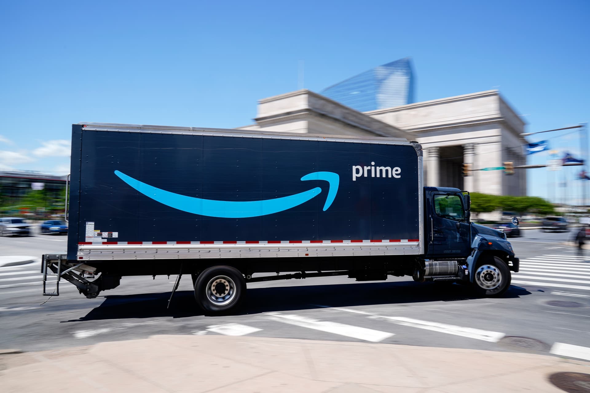 AP/Matt Rourke, file An Amazon truck at Philadelphia in 2021.