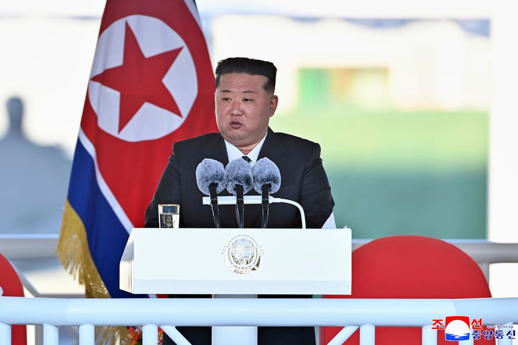 Korean Central News Agency/Korea News Service via AP, file The North Korean leader, Kim Jong-un, speaks during a launching ceremony for a new naval destroyer at Nampo, North Korea, on April 25, 2025. Independent journalists were not given access to cover the event depicted in this image distributed by the North Korean government.