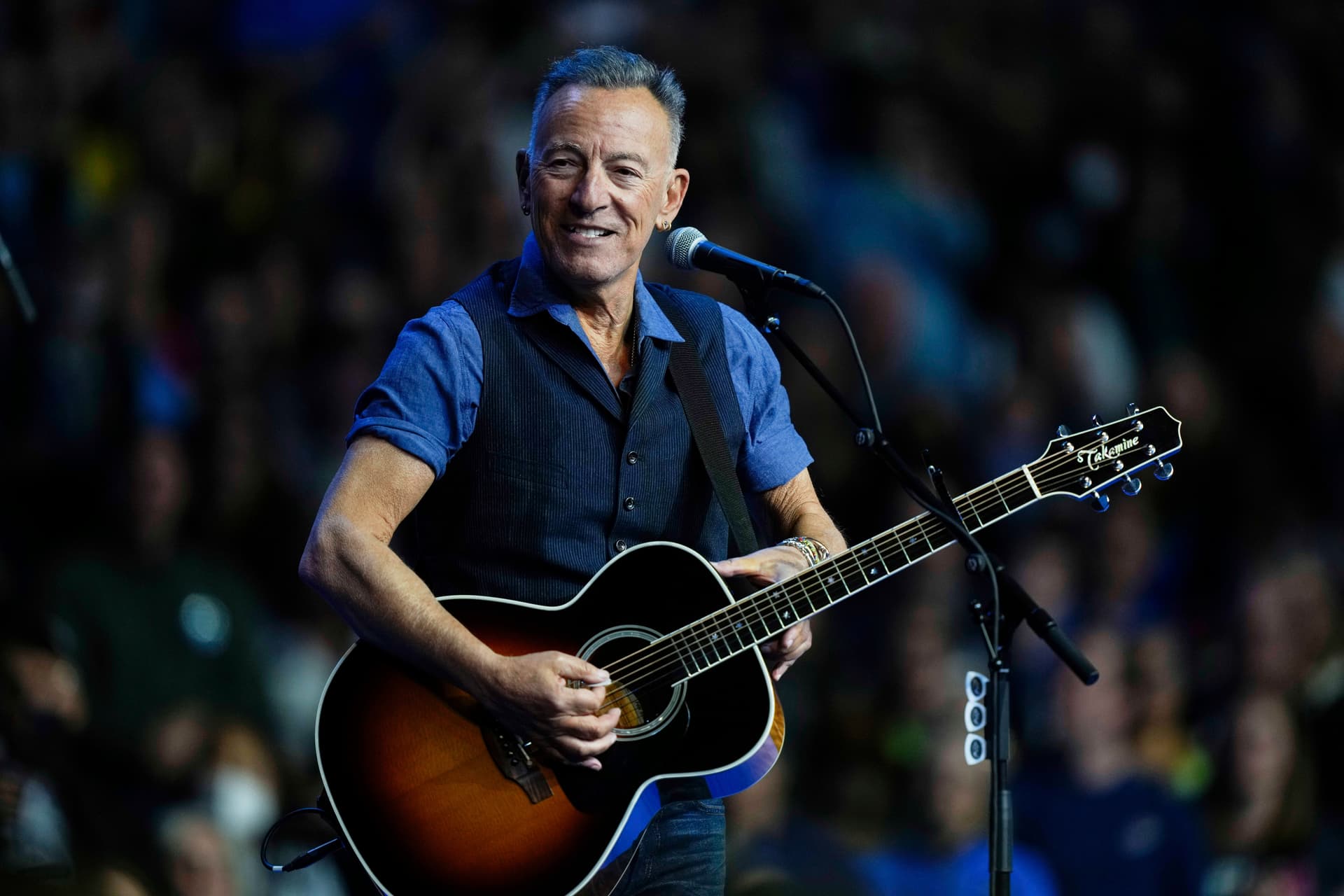 AP/Matt Rourke Bruce Springsteen at a campaign rally in 2024.