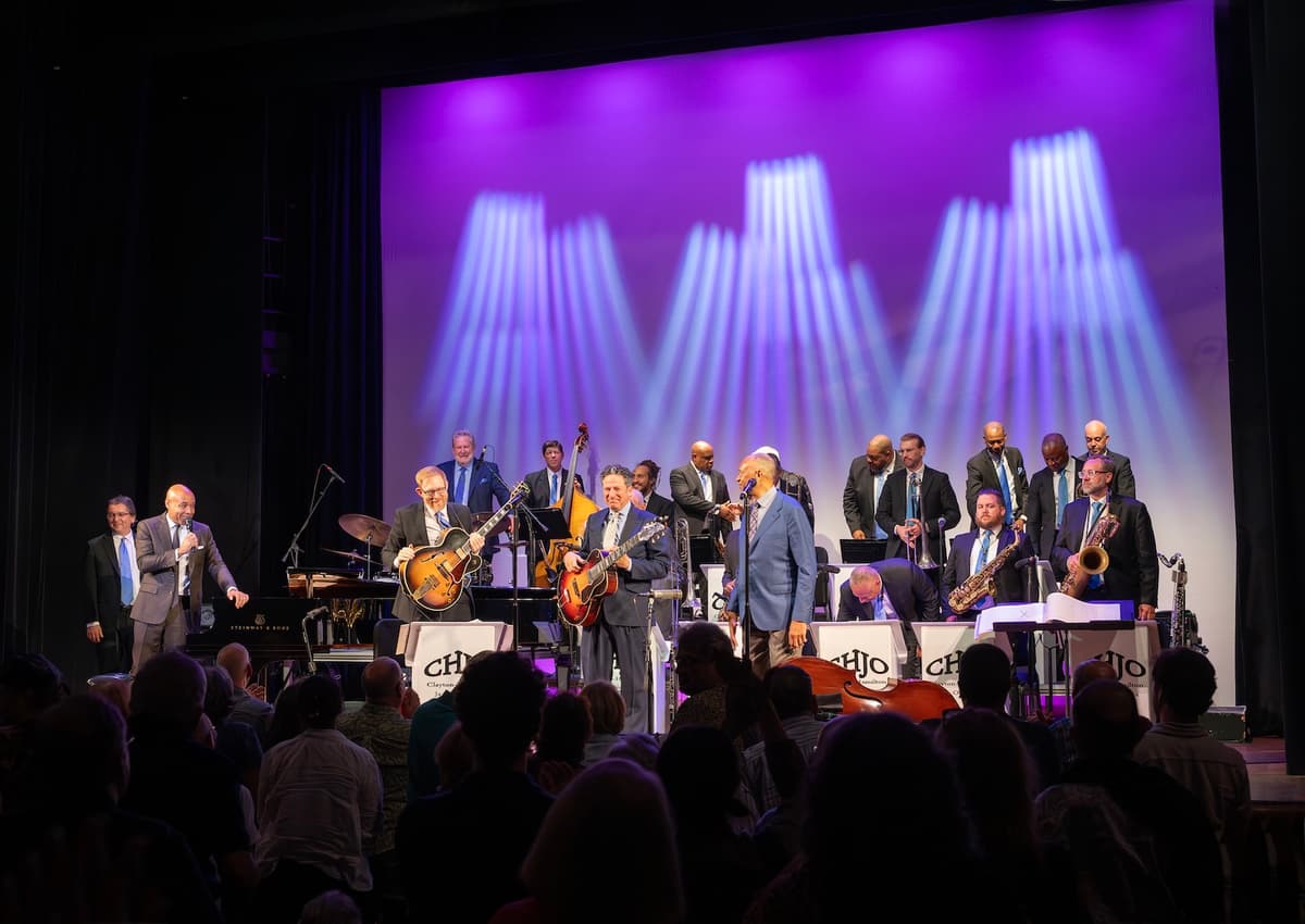 Richard Termine/92NY © 2025 The Clayton-Hamilton Jazz Orchestra with special guest John Pizzarelli plays on the 92NY Center for Culture & Arts stage at New York City on July 15, 2025.