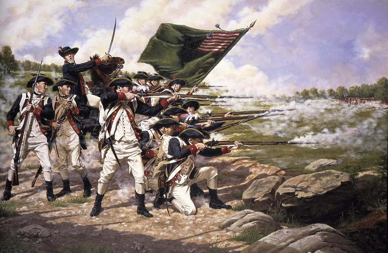 National Guard via Wikimedia Commons A depiction of the Battle of Long Island at Brooklyn, on August 27, 1776, by Domenick D'Andrea.