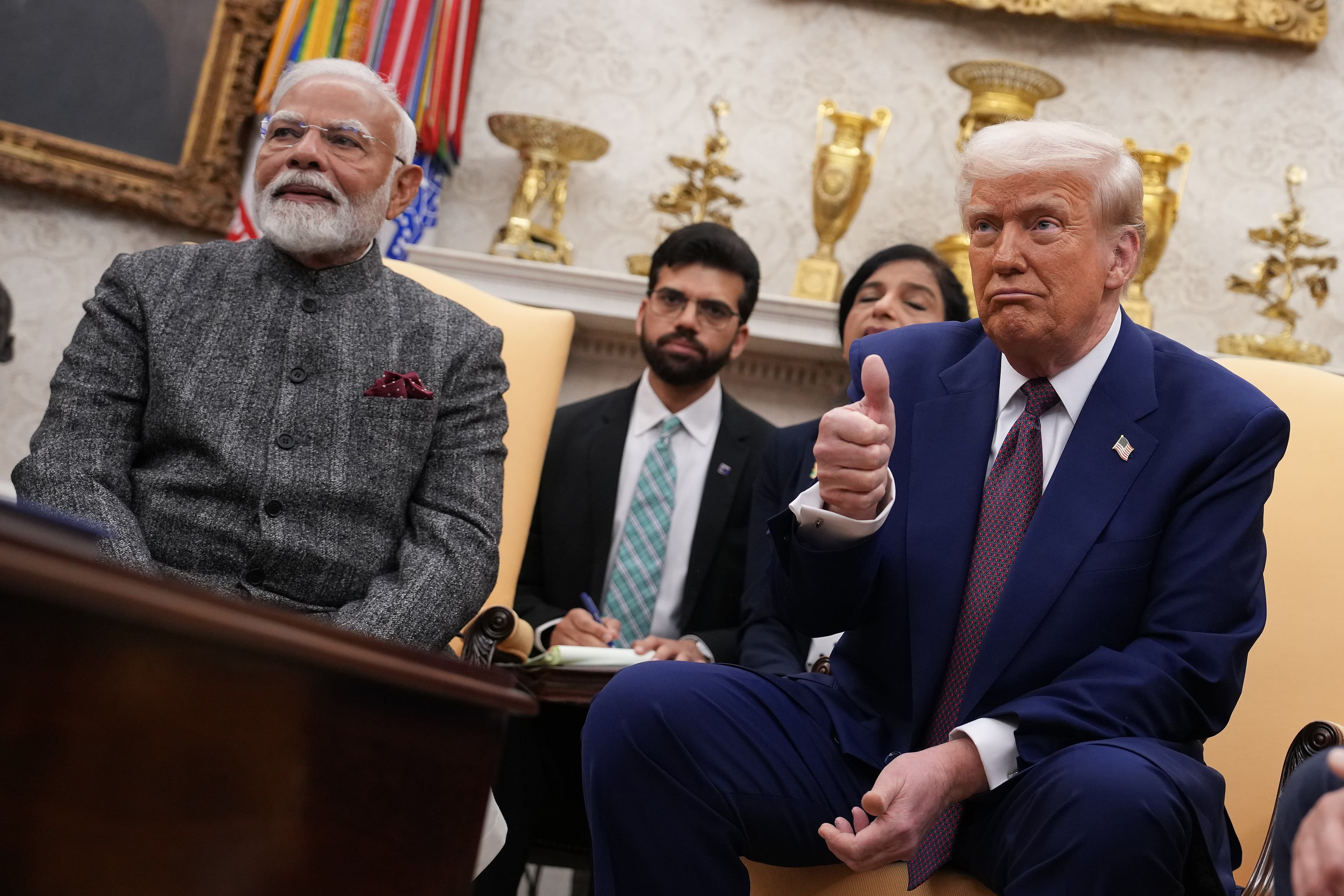 Prime Minister Narendra Modi meets with President Trump at the Oval Office on February 13, 2025. Prime Minister Narendra Modi meets with President Trump at the Oval Office on February 13, 2025.