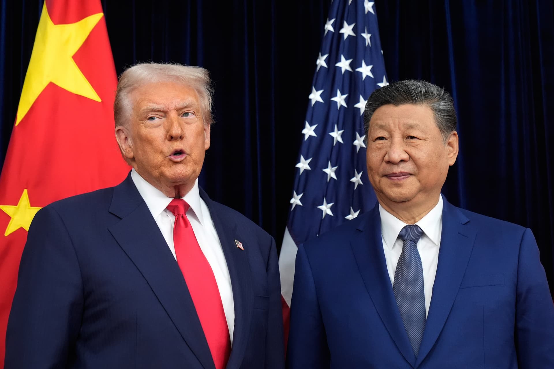 AP/Mark Schiefelbein President Trump, left, and President Xi Jinping ahead of their summit talk at Gimhae International Airport, Busan, South Korea, October 30, 2025.