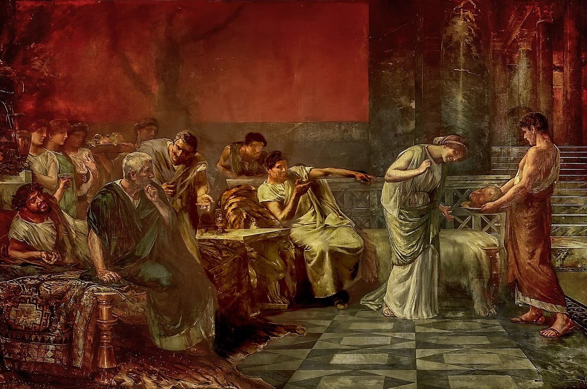 Via Wikimedia Commons Francisco Maura y Montaner: 'Fulvia and Marc Antony, or the Vengeance of Fulvia,' detail, 1888.