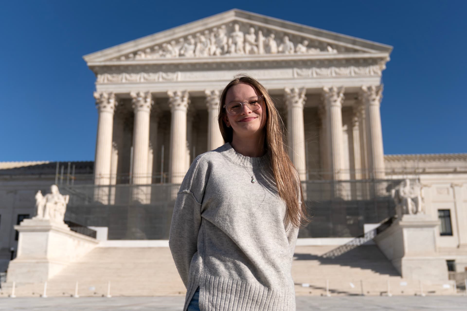 AP Photo/Jose Luis Magana Becky Pepper-Jackson poses for a photograph outside of the U.S. Supreme Court, Jan. 11, 2026.