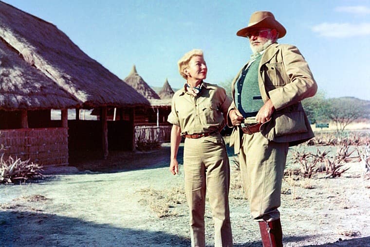 Via Wikimedia Commons Ernest and Mary Hemingway on safari, 1953-54.