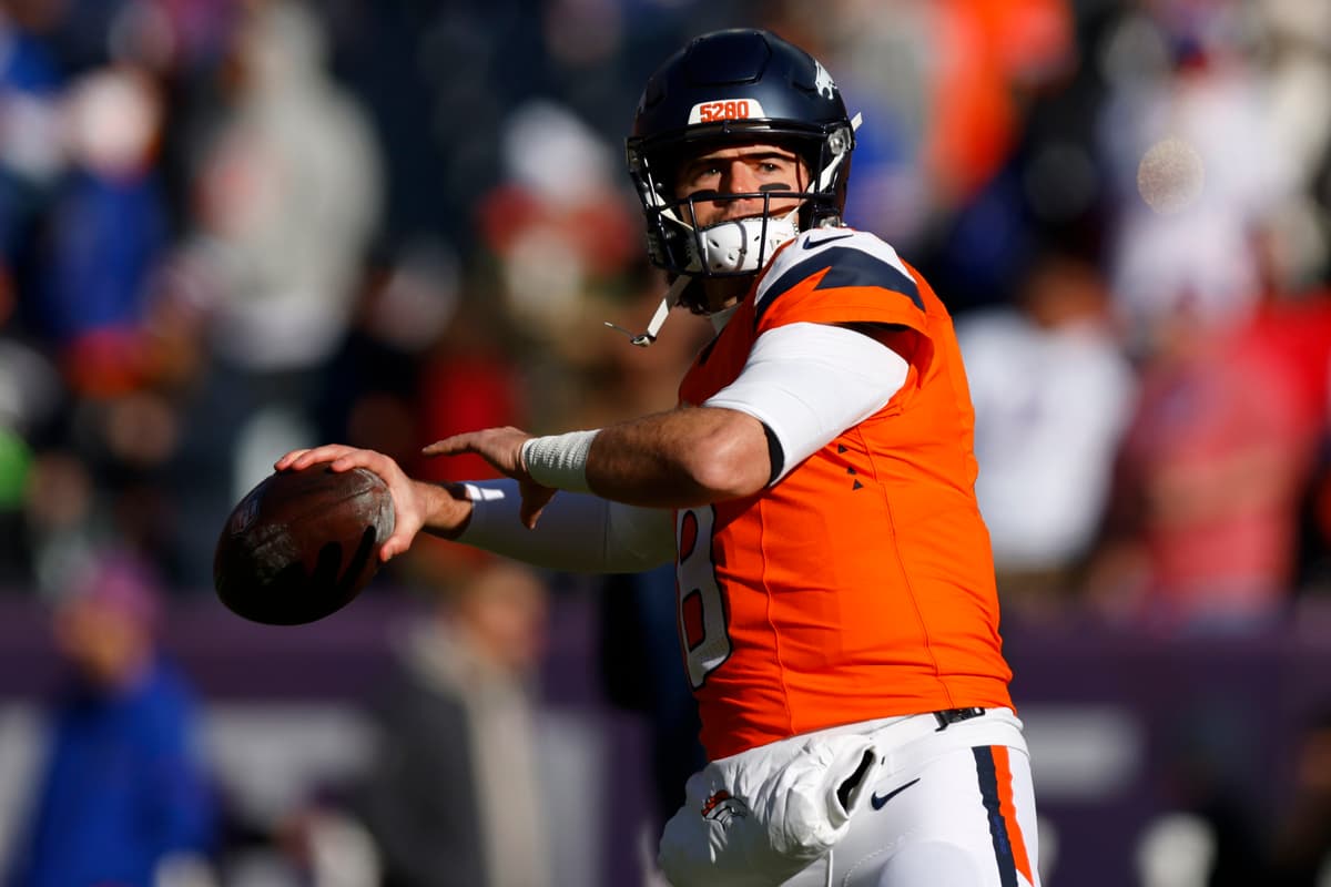 Justin Edmonds/Getty Images Jarrett Stidham of the Denver Broncos warms up prior to the AFC Divisional Playoff game at Denver, Colorado, on January 17, 2026. Justin Edmonds/Getty Images