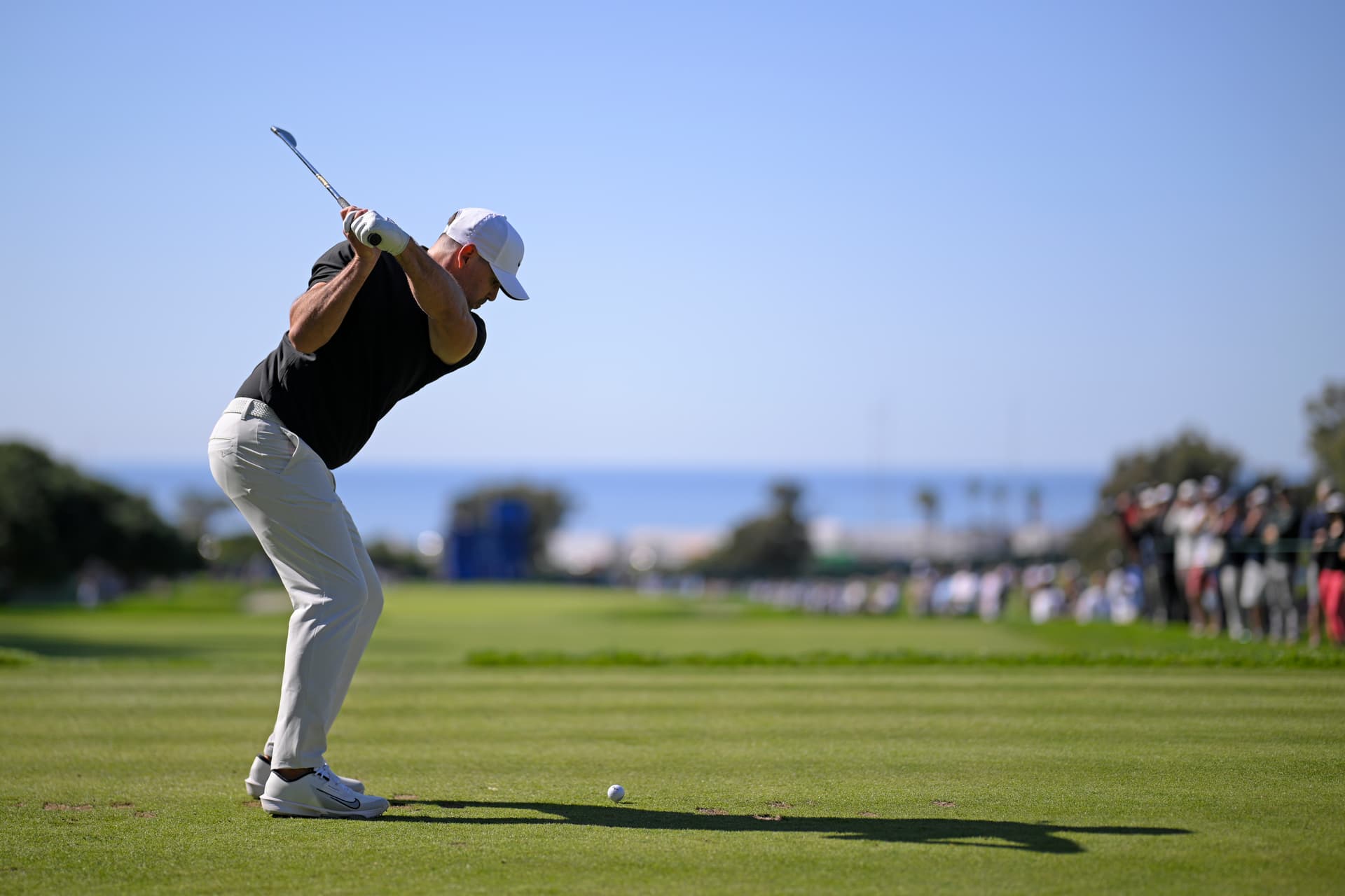 Orlando Ramirez/Getty Images Brooks Koepka of the United States plays his shot from the 11th tee during the first round of the Farmers Insurance Open 2026 at Torrey Pines South Course on January 29, 2026 in La Jolla, California.