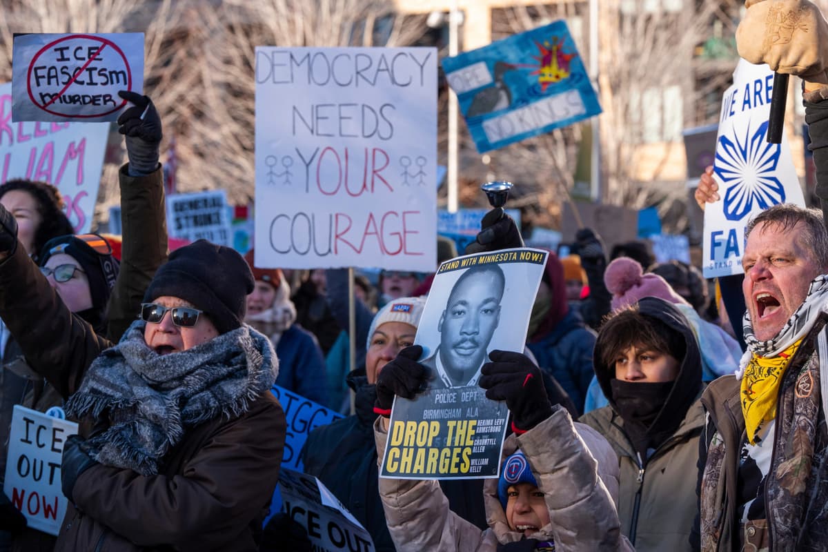 Alex Brandon/AP People gather during a protest at Minneapolis on January 30, 2026.