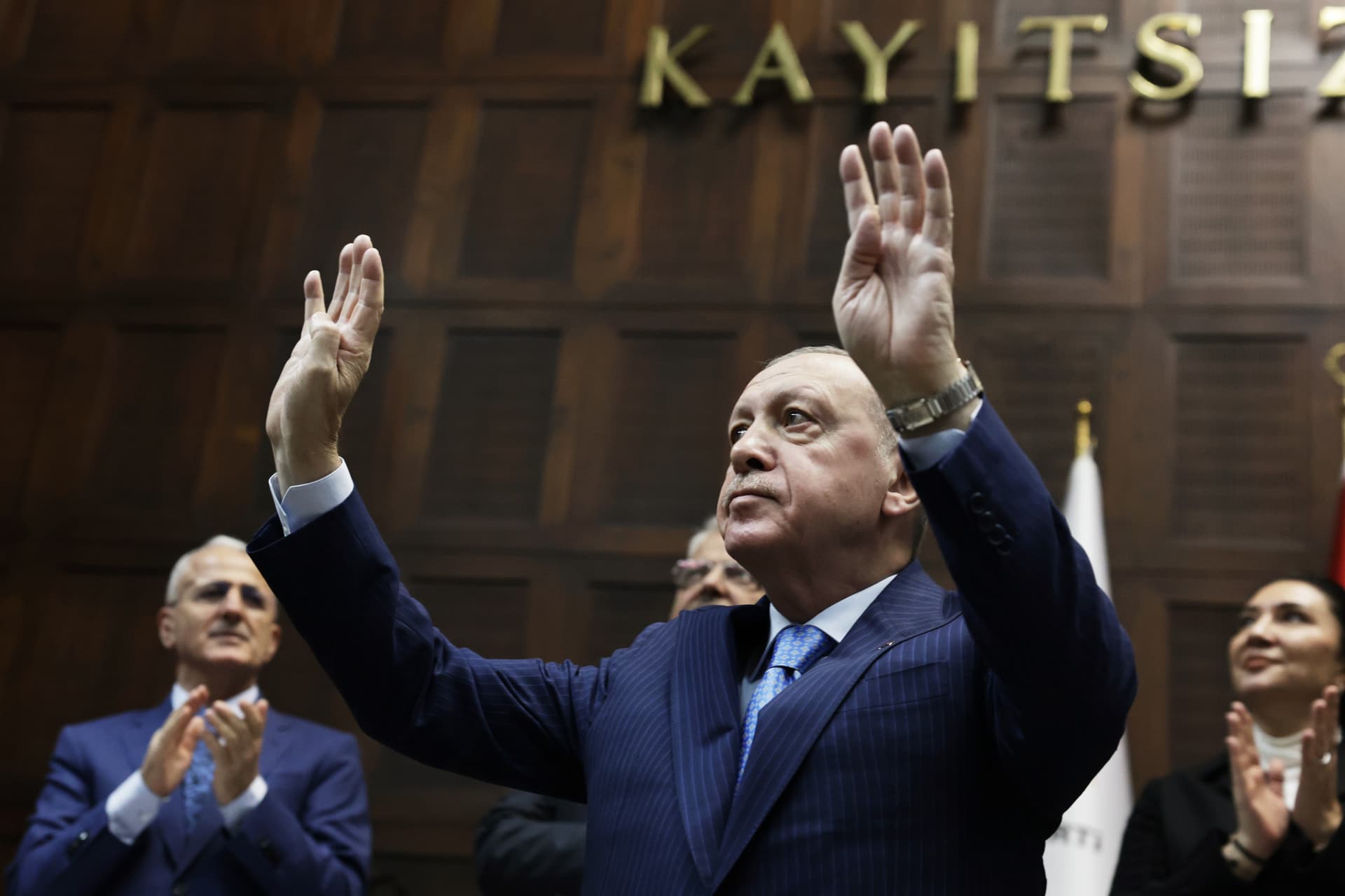 Serdar Ozsoy/Getty Images President Recep Tayyip Erdogan speaks to MPs at his party's group meeting in the Turkish parliament on January 21, 2026 in Ankara, Turkey.