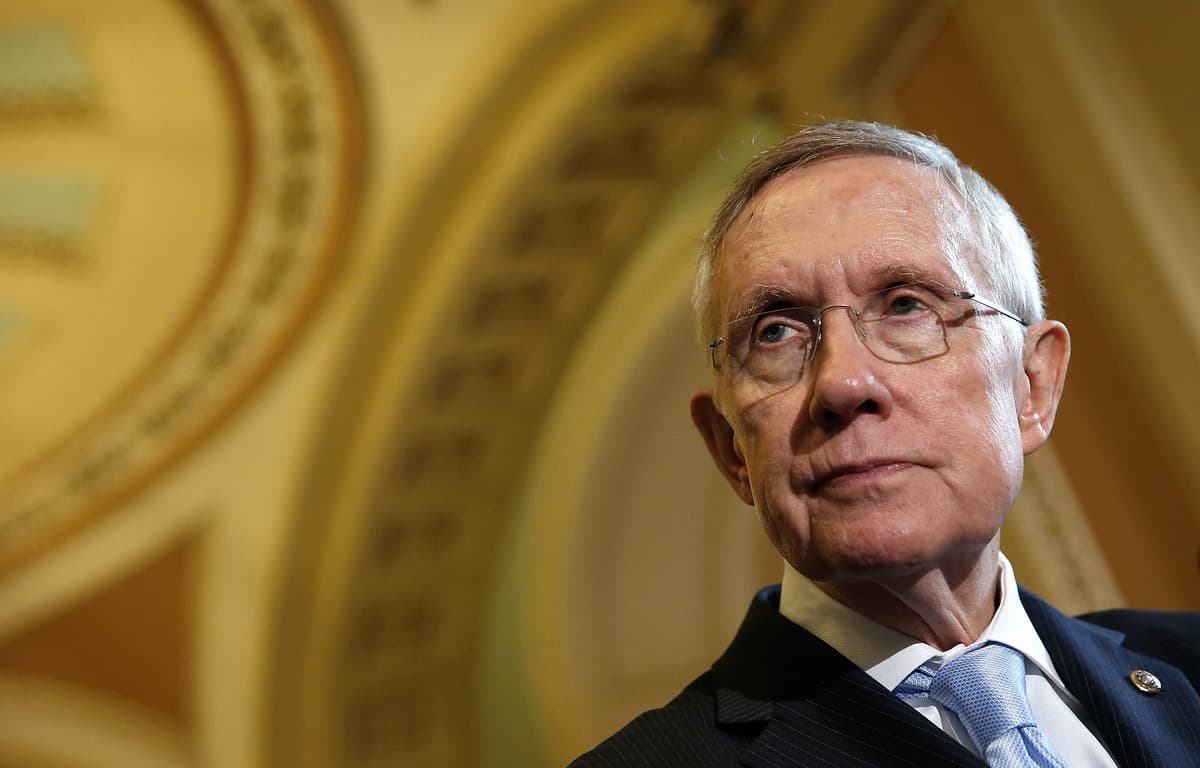 Win McNamee/Getty Images The Senate majority leader, Harry Reid, answers questions following the weekly Democratic policy luncheon at the U.S. Capitol on September 16, 2014.