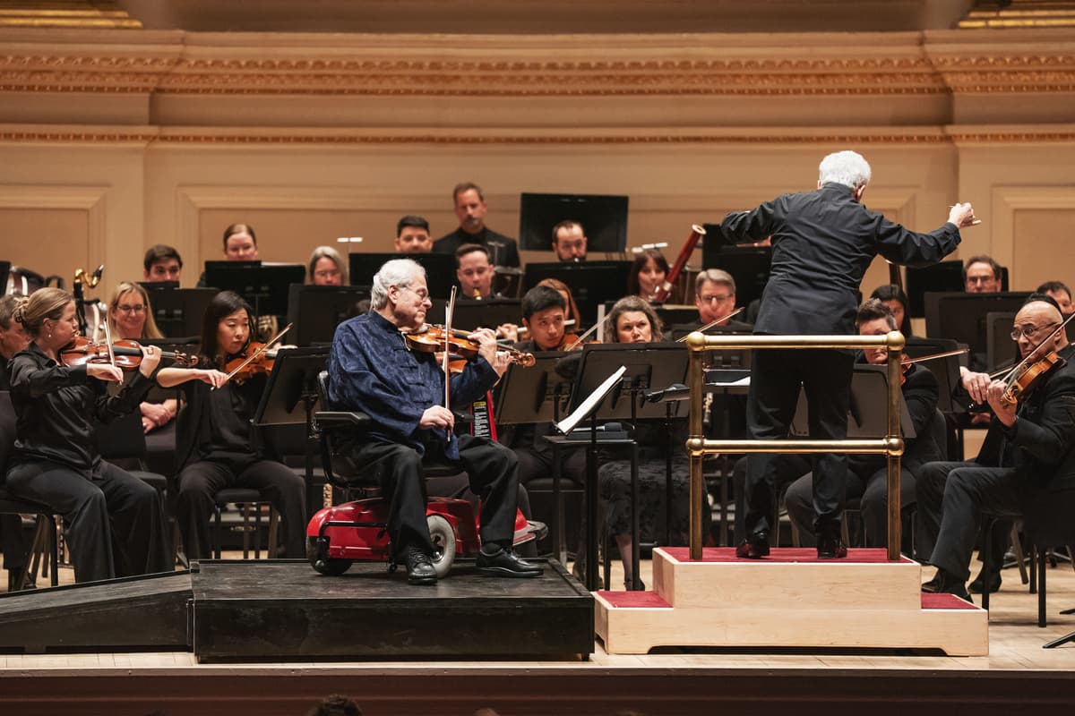 Amanda Tipton Photography via Carnegie Hall Music Director Peter Oundjian conducting the Colorado Symphony with Itzhak Perlman