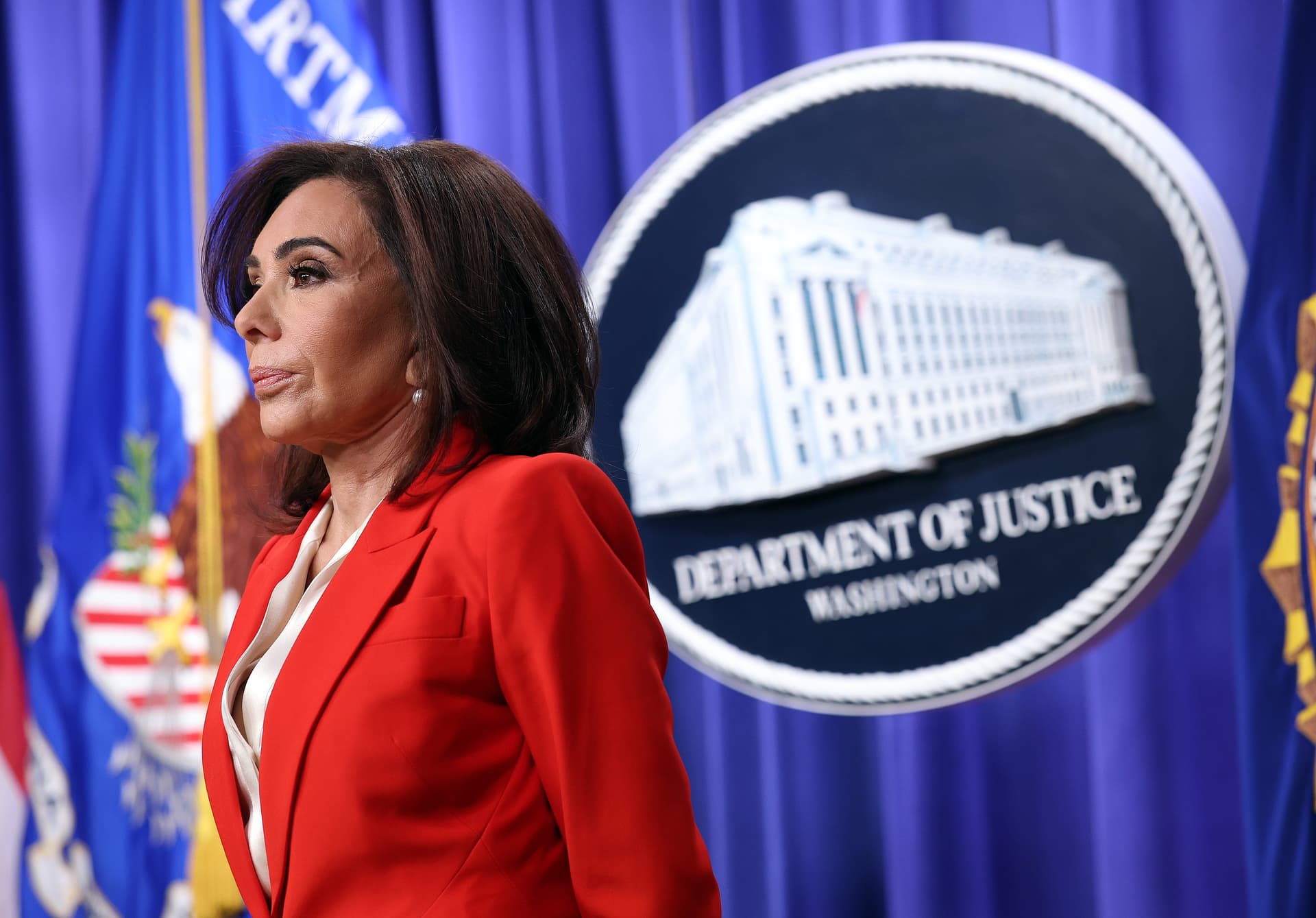 Kevin Dietsch/Getty Images The U.S. attorney for Washington, D.C., Jeanine Pirro, delivers remarks at the Department of Justice on February 6, 2026.