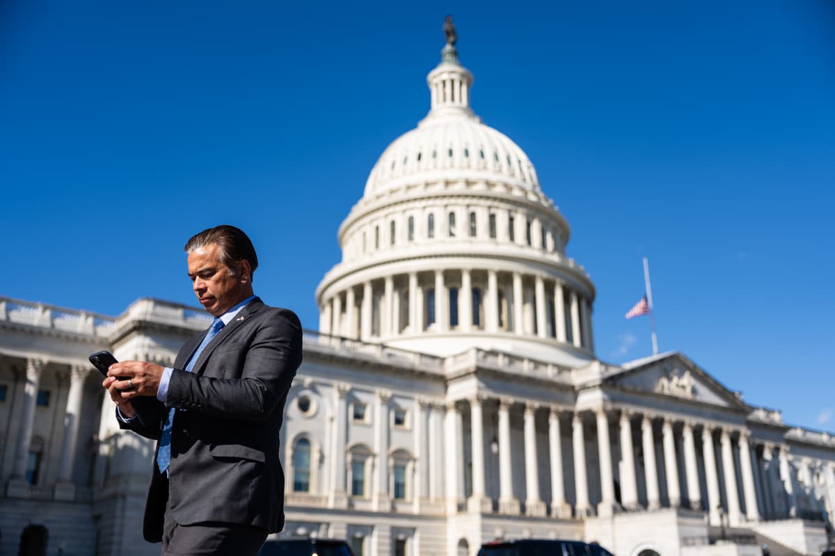 Eric Lee/Getty Images California’s attorney general, Rob Bonta, departs after participating in a committee hearing at the U.S. Capitol on November 6, 2025.