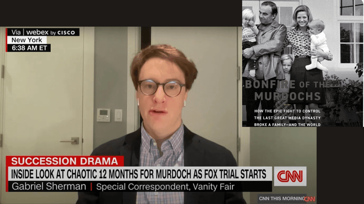 CNN / Simon & Schuster Anti-Fox News reporter Gabriel Sherman appears on CNN promoting his new book.