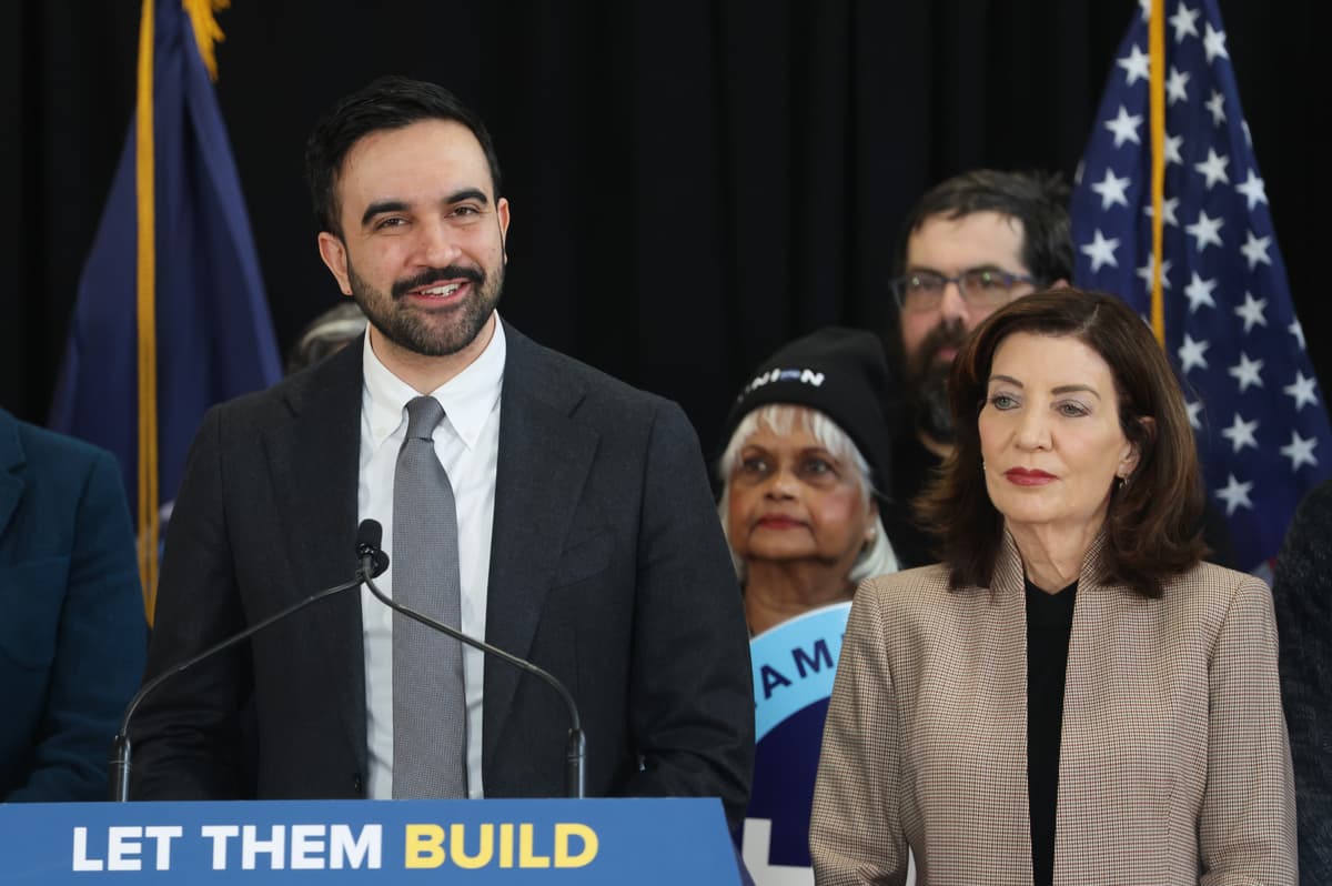 Spencer Platt/Getty Images Mayor Zohran Mamdani and Governor Kathy Hochul at Brooklyn on February 10, 2026.