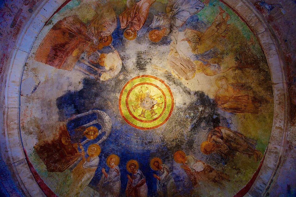 By jiuguangw - CC BY-SA 2.0, A fresco on the ceiling of the Church of St. Nicholas in Demre, Turkey.