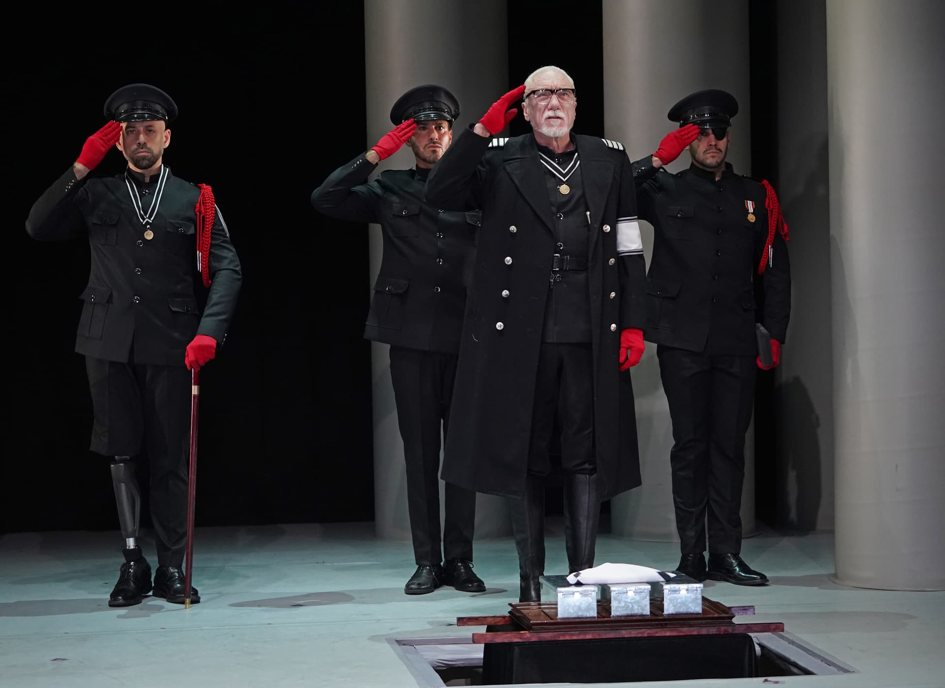 Carol Rosegg Anthony Michael Lopez, Anthony Michael Martinez, Patrick Page, and Zack Lopez Roa in 'Titus Andronicus.'